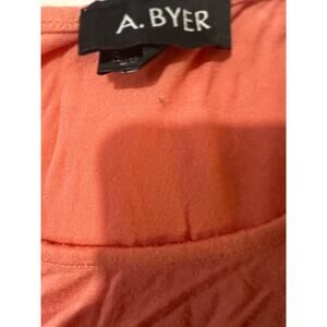 A Byer Coral Sleeveless Blouse Sheer Draped Front Tank Top Womens L